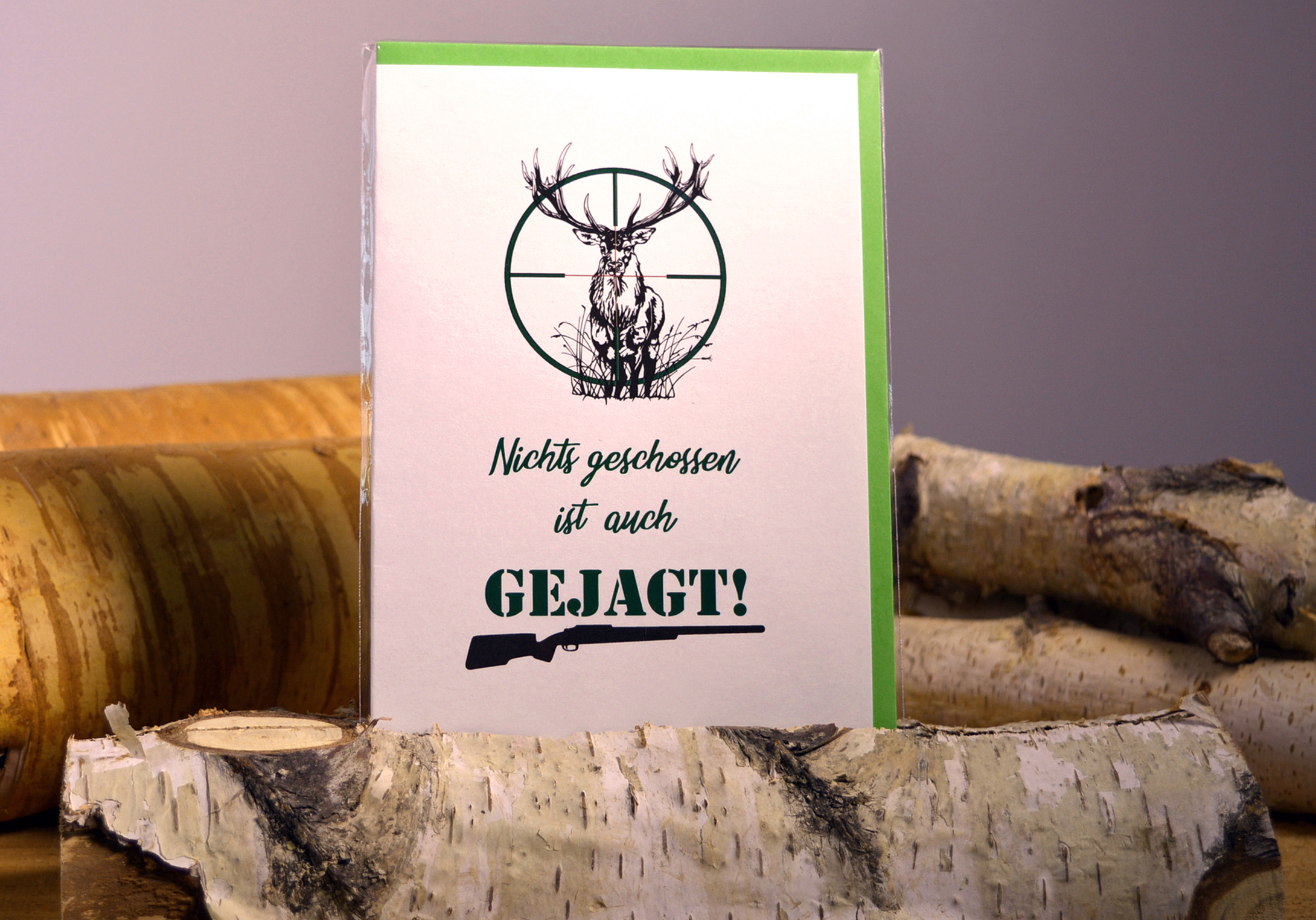 Klappkarte mit Jagdmotiv, Hirsch