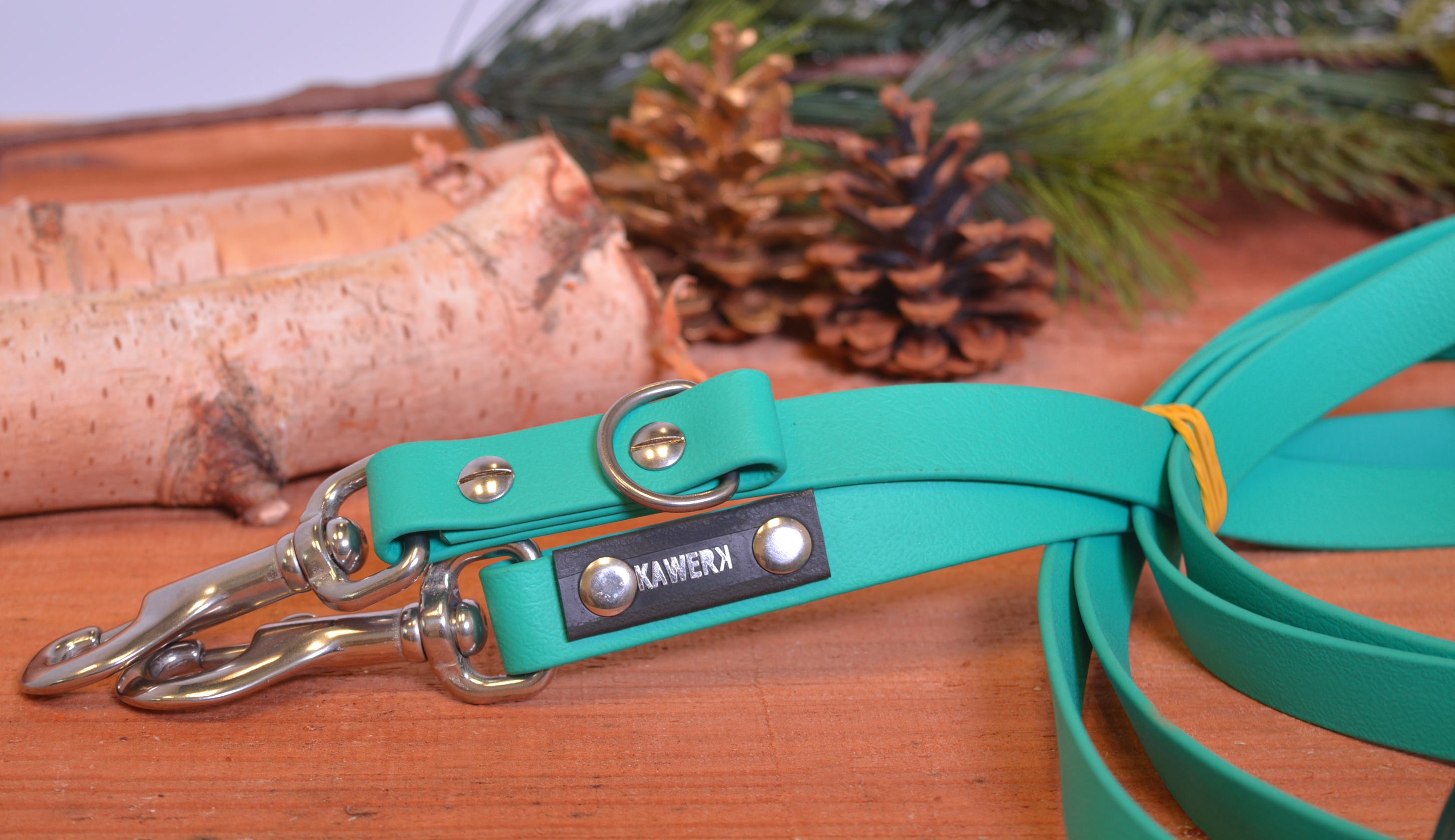 Hundeleine, 19 mm breit, dreifach verstellbar, petrol, aus Biothane, 2,75 m lang